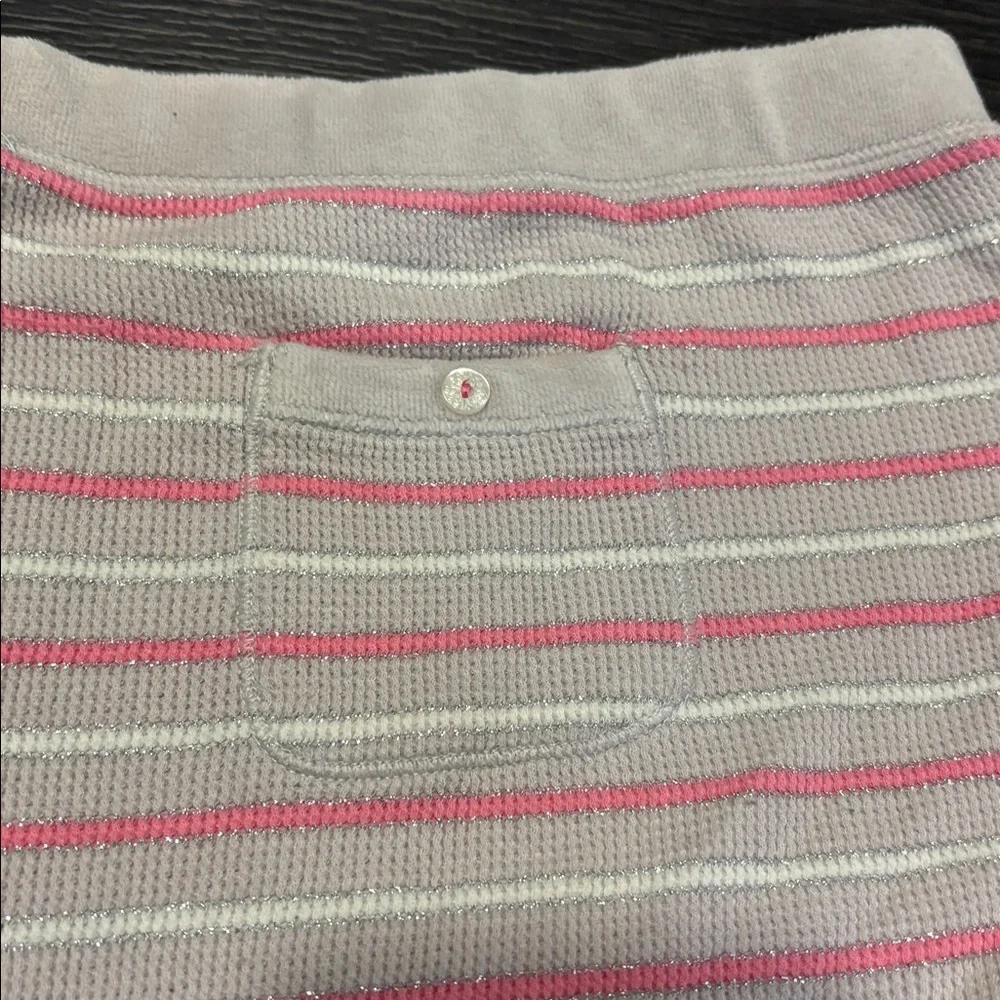 Y2K Victoria’s Secret Grey Pink Metallic Striped Terry Cloth Trim Shorts WN Med‎